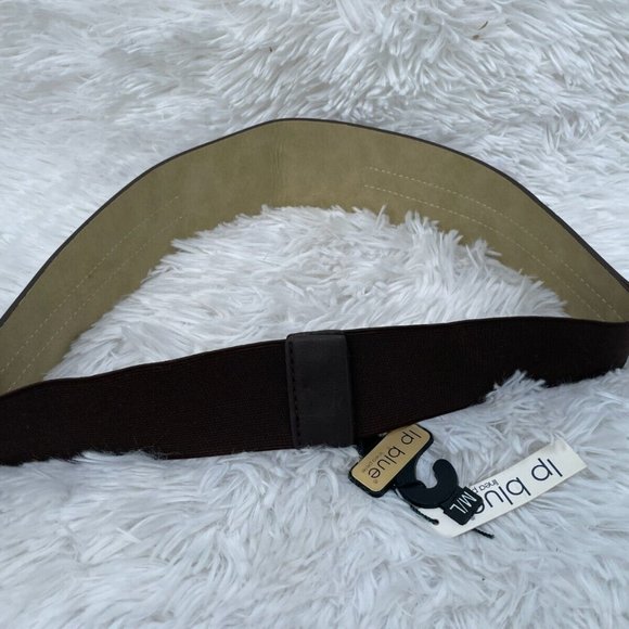 Linea Pelle LP Blue Women belt Brown Elastic Belt Gold Hardware Size US M/L new - Picture 3 of 12